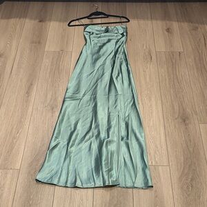 Altar'd State Dark Sage Green Strapless Maxi Dress